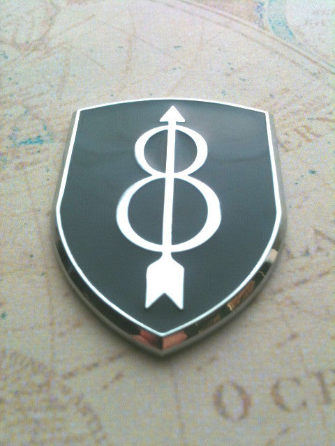 8th Infantry Division Metal Auto Emblem on a map background