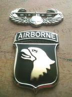 Air Assault Badge Metal Auto Decal With Airborne Tab o a map bakground