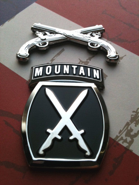 Military Police Corps Insignia MP Metal Car Emblem With 10th Mountain Division Decal