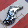 Metallic badge with 'IMJIN SCOUTS' and 'DMZ' text on a red and white background