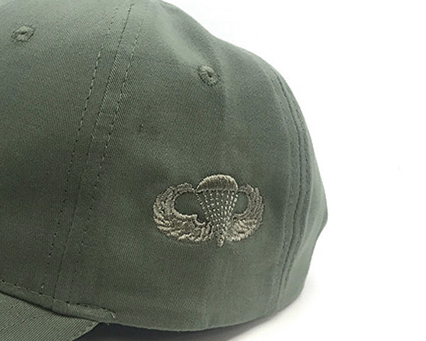 OD Green Cap With Embroidered Jump Wings Badge