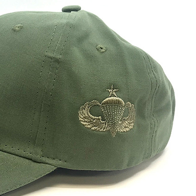 OD Green Hat with embroidered senior jump wings badge