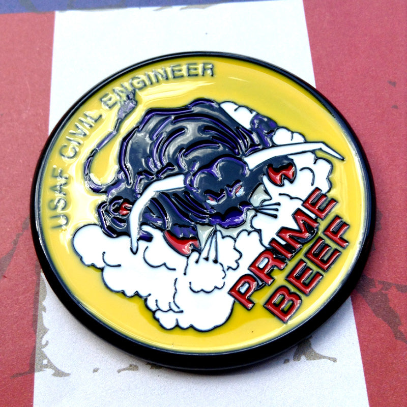 Full Color on Slight Right Angle Prime BEEF Metal Car Emblem