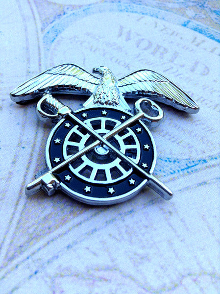 Quartermaster Branch Insignia Metal Decal Black and Chrome