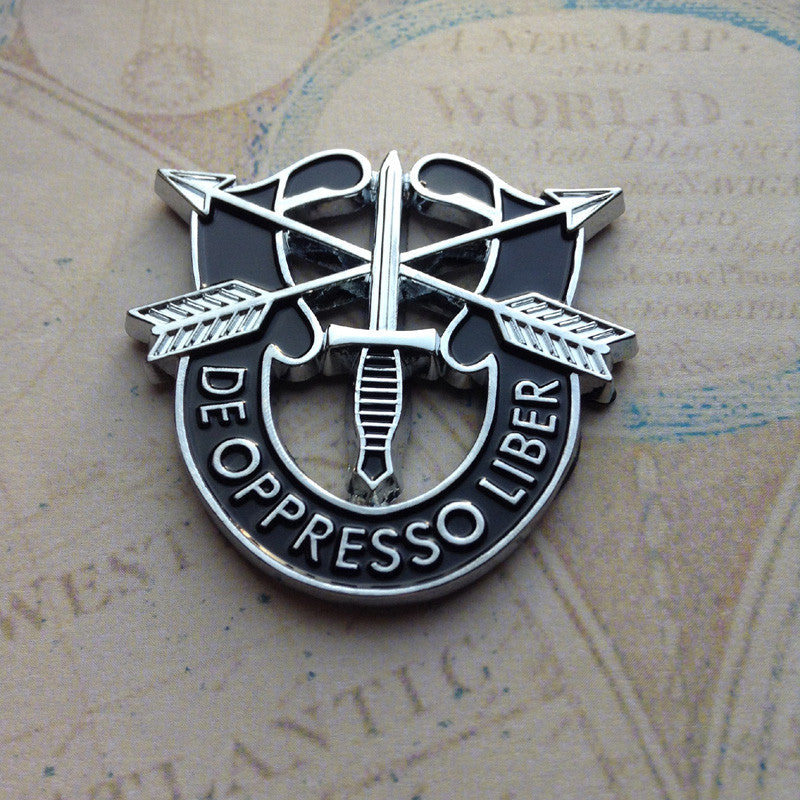 De Oppresso Liber Car Emblem in Black and Chrome