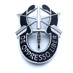 Special Forces Crest Metal Decal on a White Background