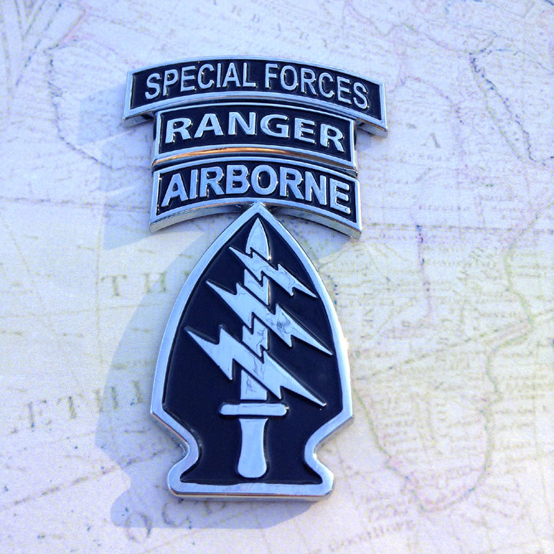US Army Special Forces Metal Decal With Special Forces and Ranger Tab