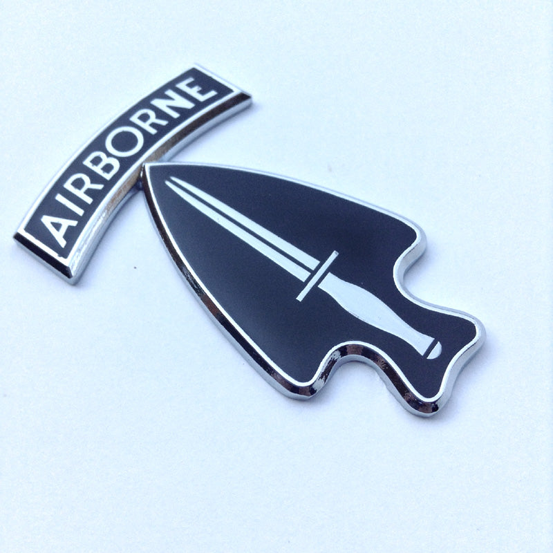 Slanted Black and Chrome United States Army Special Operations Command Emblem For Autos
